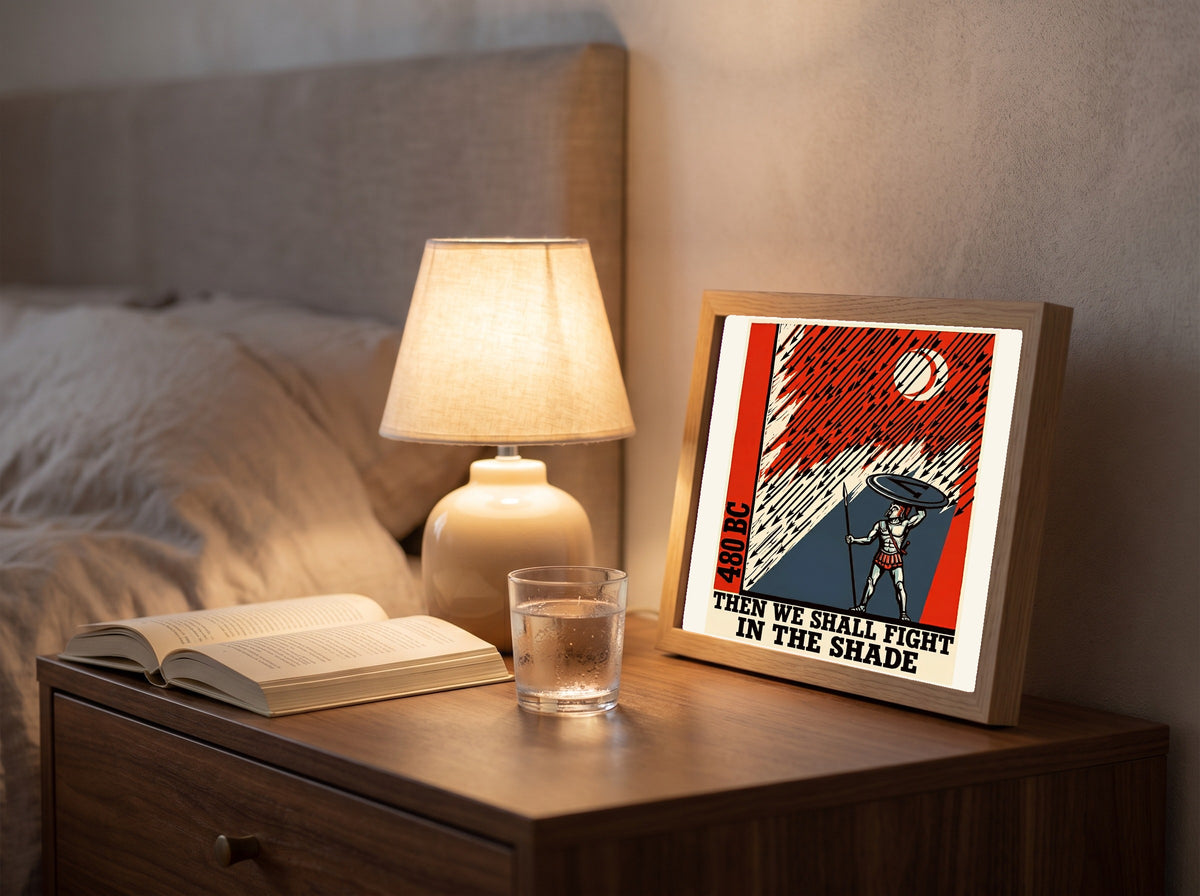Then We Shall Fight in the Shade | Spartan Poster | Thermopylae Block Print Wall Art | Ancient Greek History | 300 Quote Print