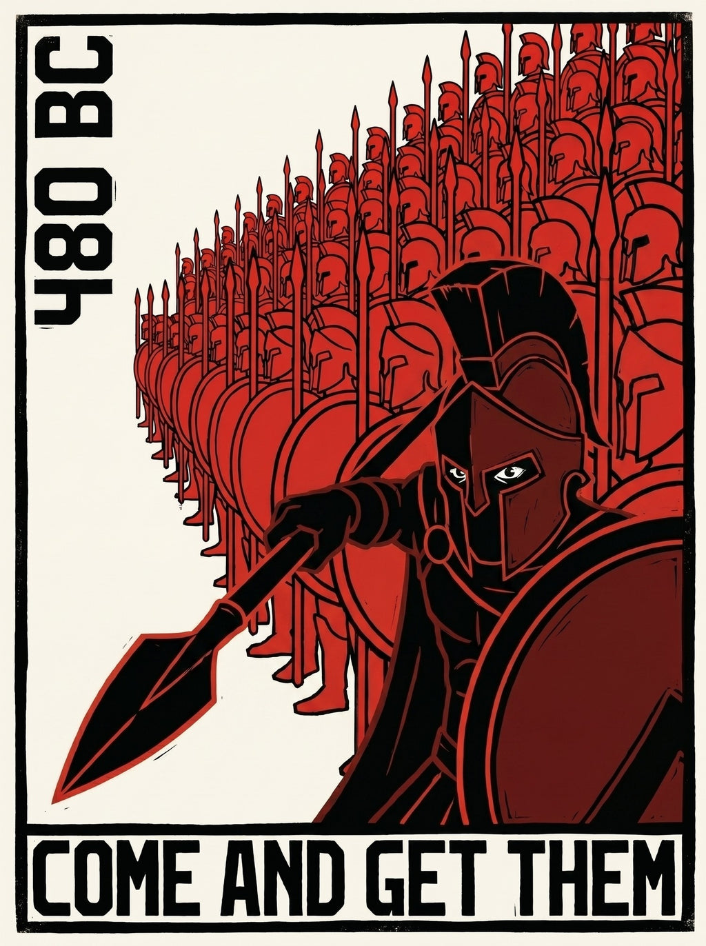 Molon Labe Spartan Poster | Come and Get Them | Thermopylae 300 Block Print Wall Art | Leonidas Phalanx | Ancient Greek History Print