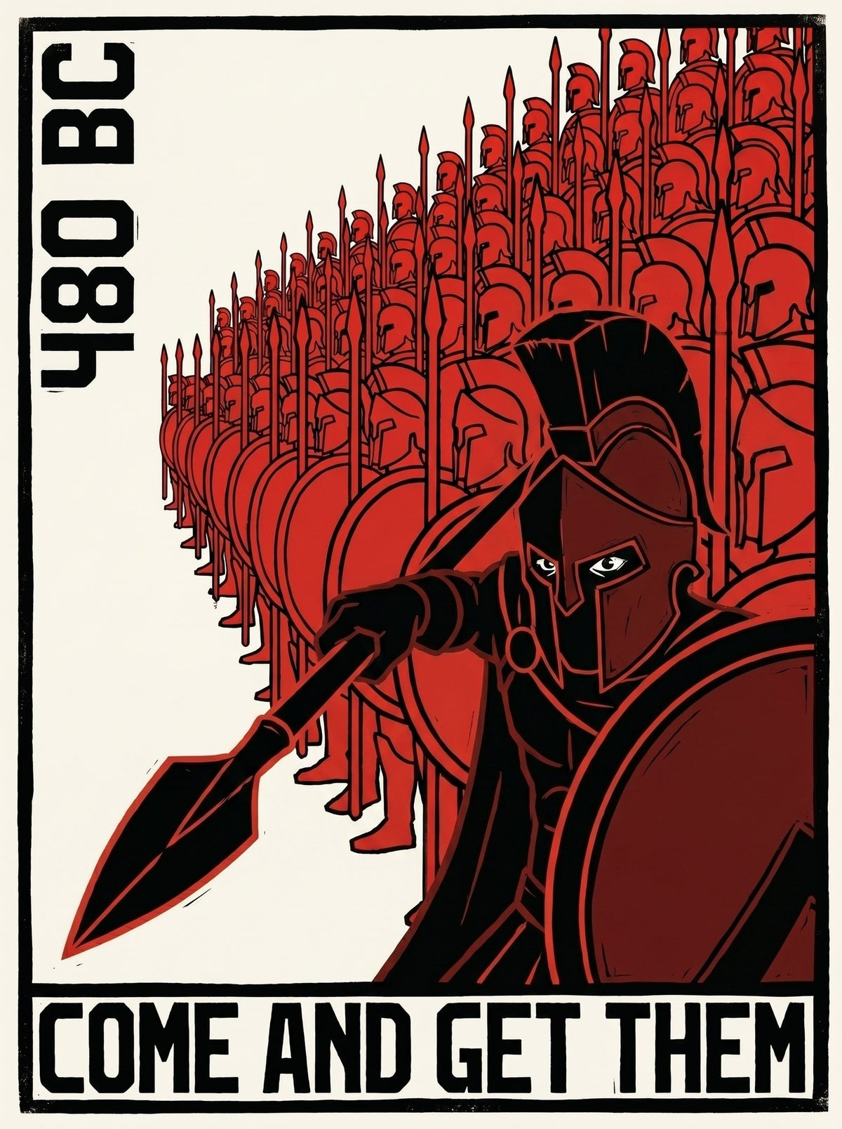 Molon Labe Spartan Poster | Come and Get Them | Thermopylae 300 Block Print Wall Art | Leonidas Phalanx | Ancient Greek History Print