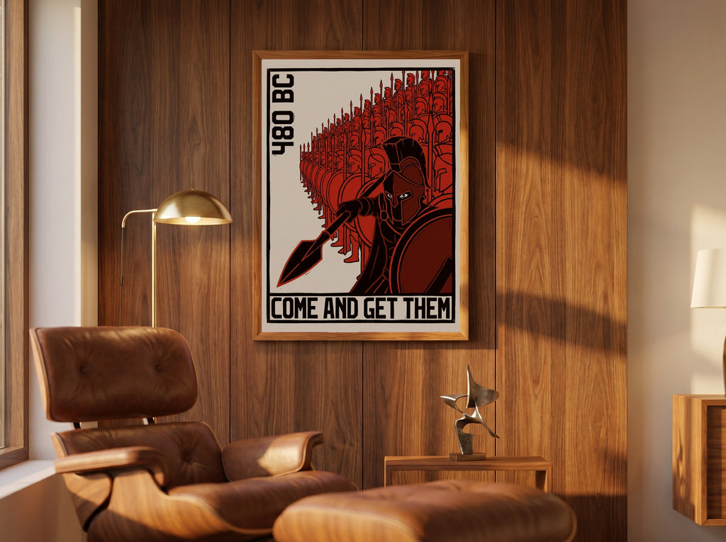 Molon Labe Spartan Poster | Come and Get Them | Thermopylae 300 Block Print Wall Art | Leonidas Phalanx | Ancient Greek History Print