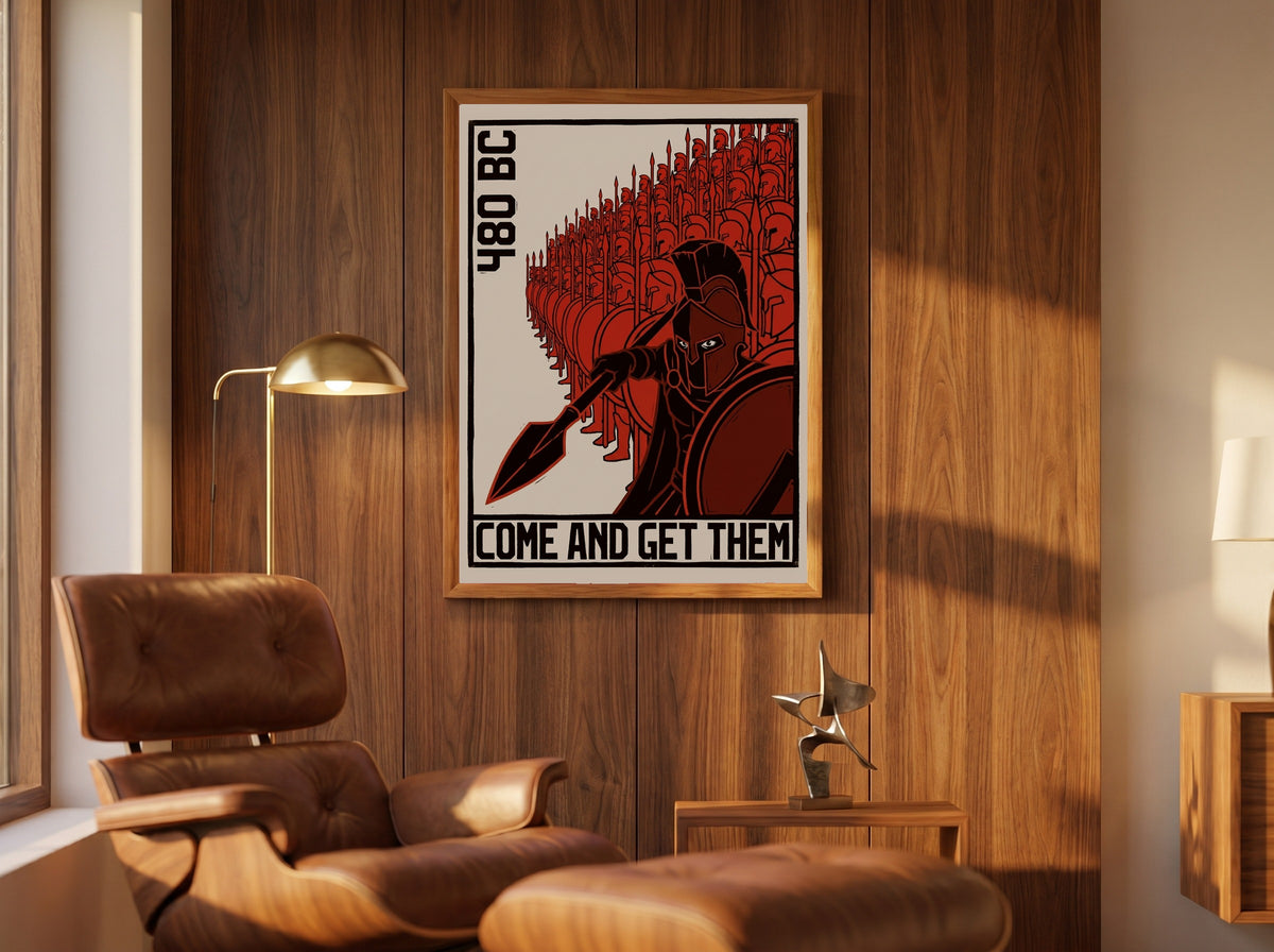 Molon Labe Spartan Poster | Come and Get Them | Thermopylae 300 Block Print Wall Art | Leonidas Phalanx | Ancient Greek History Print