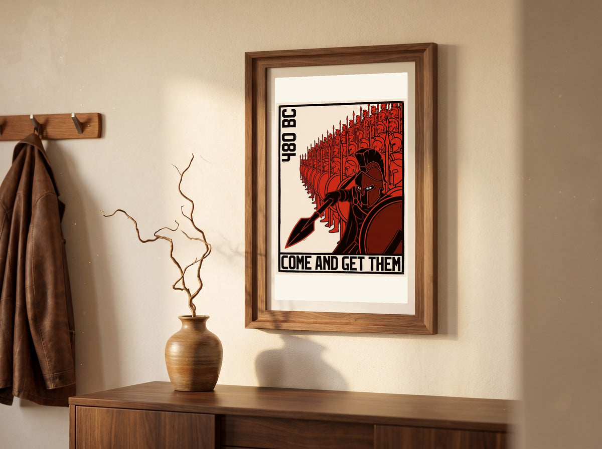 Molon Labe Spartan Poster | Come and Get Them | Thermopylae 300 Block Print Wall Art | Leonidas Phalanx | Ancient Greek History Print