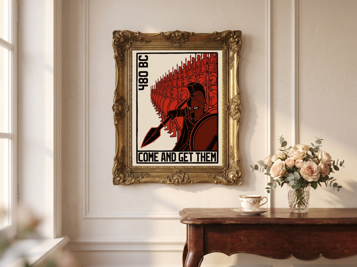 Molon Labe Spartan Poster | Come and Get Them | Thermopylae 300 Block Print Wall Art | Leonidas Phalanx | Ancient Greek History Print