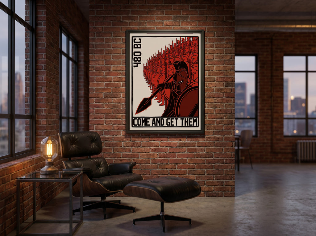 Molon Labe Spartan Poster | Come and Get Them | Thermopylae 300 Block Print Wall Art | Leonidas Phalanx | Ancient Greek History Print