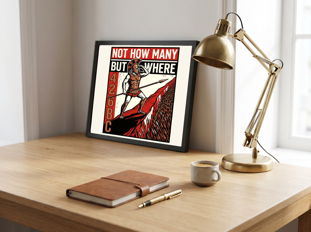 Spartan Poster Not How Many But Where | King Agis Quote | Block Print Propaganda Wall Art | Ancient Greek History Print | Warrior Motivation