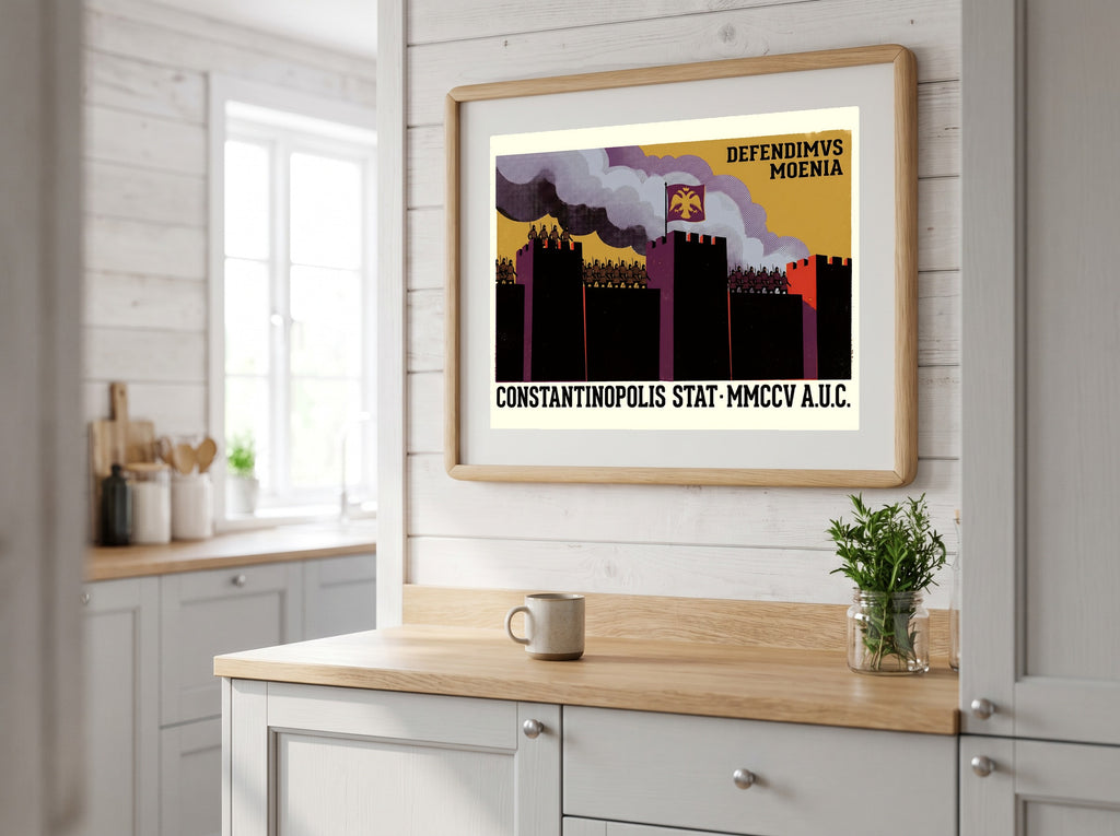 Constantinople Walls Poster | Defendimvs Moenia Latin Print | Byzantine Empire Siege Art | Vintage History
