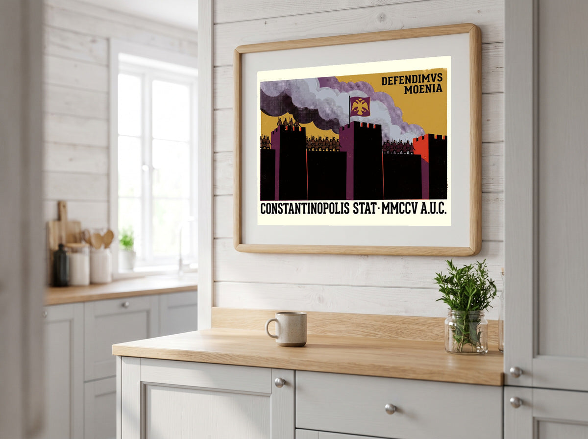 Constantinople Walls Poster | Defendimvs Moenia Latin Print | Byzantine Empire Siege Art | Vintage History