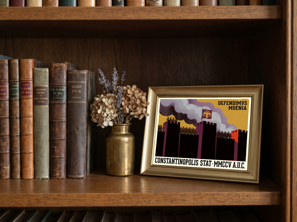 Constantinople Walls Poster | Defendimvs Moenia Latin Print | Byzantine Empire Siege Art | Vintage History