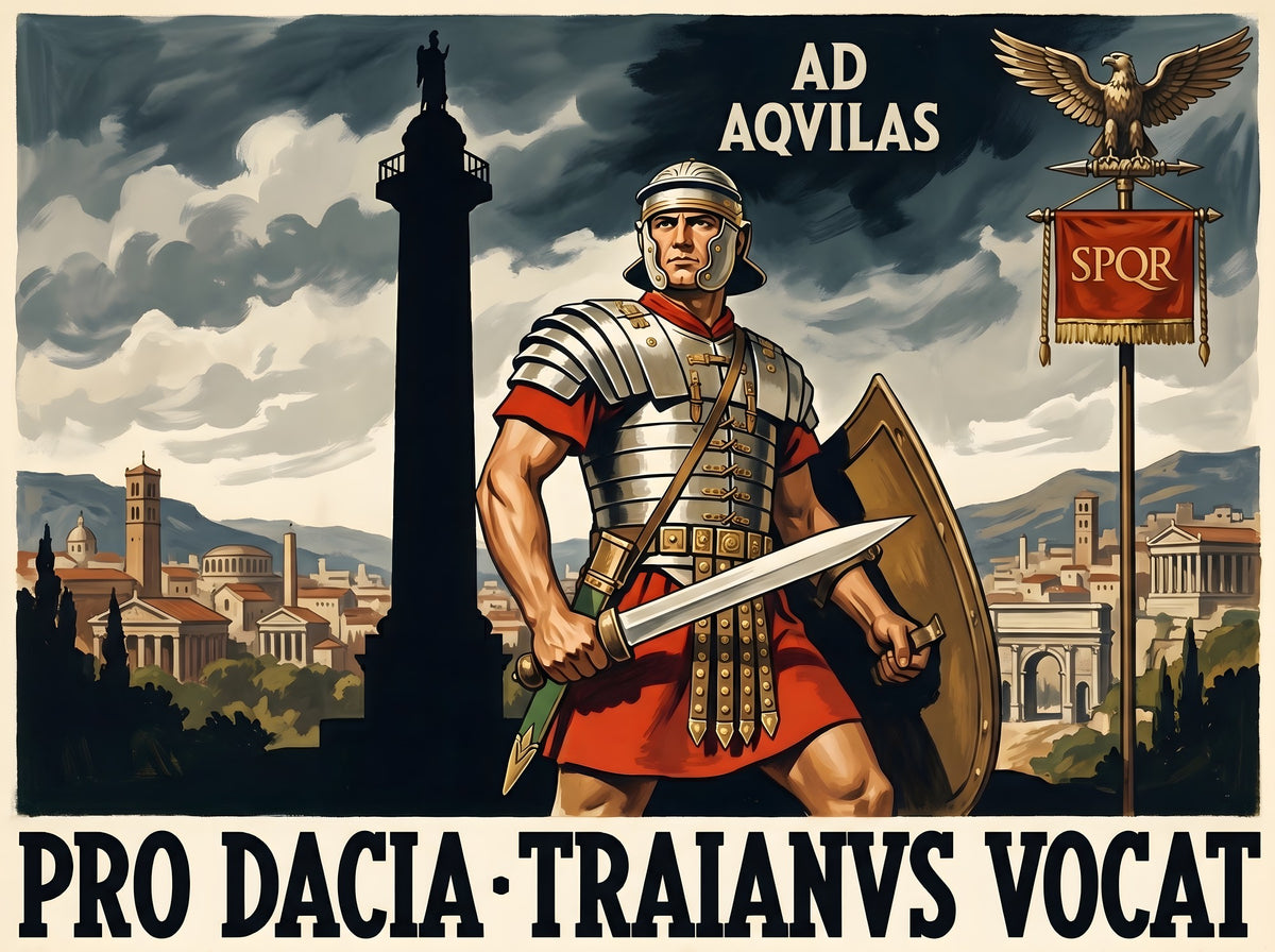 Roman Legion Poster | Pro Dacia Traianvs Vocat | SPQR Latin Wall Art | Trajan Campaign Vintage Print