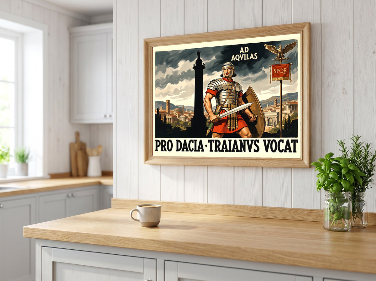 Roman Legion Poster | Pro Dacia Traianvs Vocat | SPQR Latin Wall Art | Trajan Campaign Vintage Print