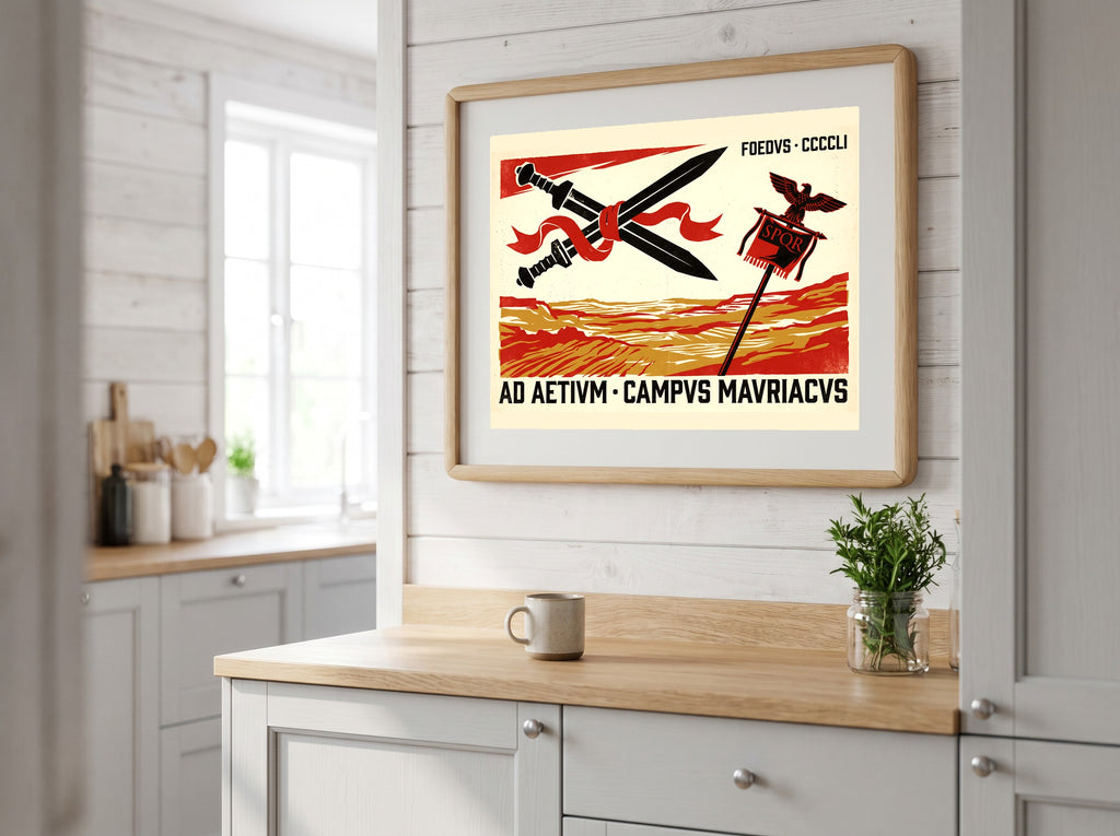 Battle of Catalaunian Plains Poster | Ad Aetivm Foedvs 451 | Aetius Late Rome Latin Wall Art Vintage Print