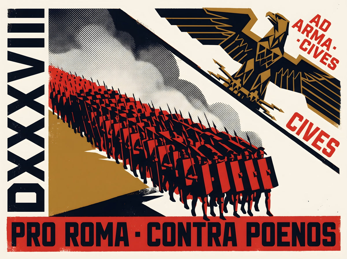 Punic Wars Poster | Pro Roma Contra Poenos | Roman Legion vs Carthage | Latin History Wall Art Vintage