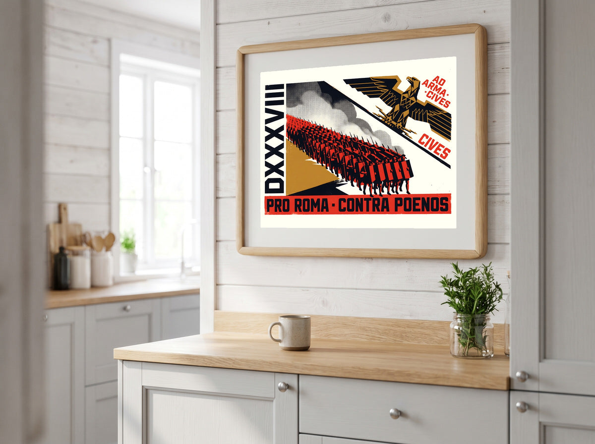 Punic Wars Poster | Pro Roma Contra Poenos | Roman Legion vs Carthage | Latin History Wall Art Vintage