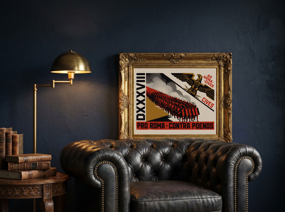 Punic Wars Poster | Pro Roma Contra Poenos | Roman Legion vs Carthage | Latin History Wall Art Vintage