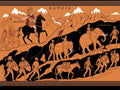 Hannibal Crosses the Alps Poster | 218 BC Second Punic War | Greek Pottery Style History Print | Classical Wall Art