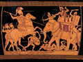 Alexander vs Porus Poster | Battle of the Hydaspes 326 BC | Greek Pottery Style History Print | Classical Wall Art