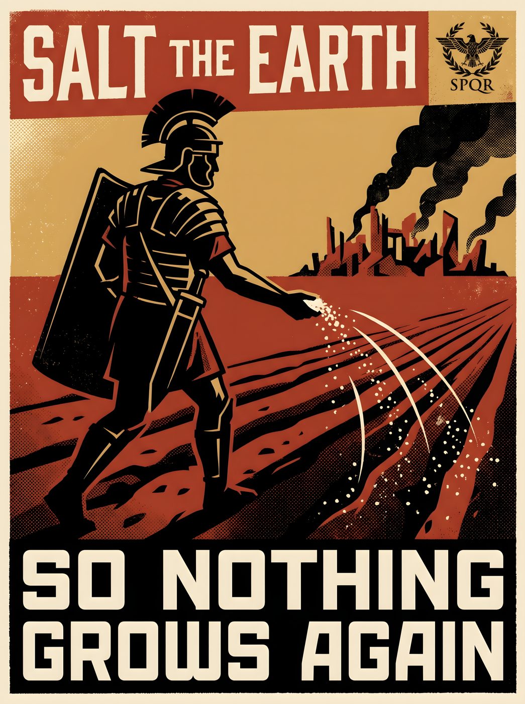 Salt the Earth Poster | So Nothing Grows Again | Carthage 146 BC | Roman Propaganda Parody | Punic Wars History Meme Wall Art