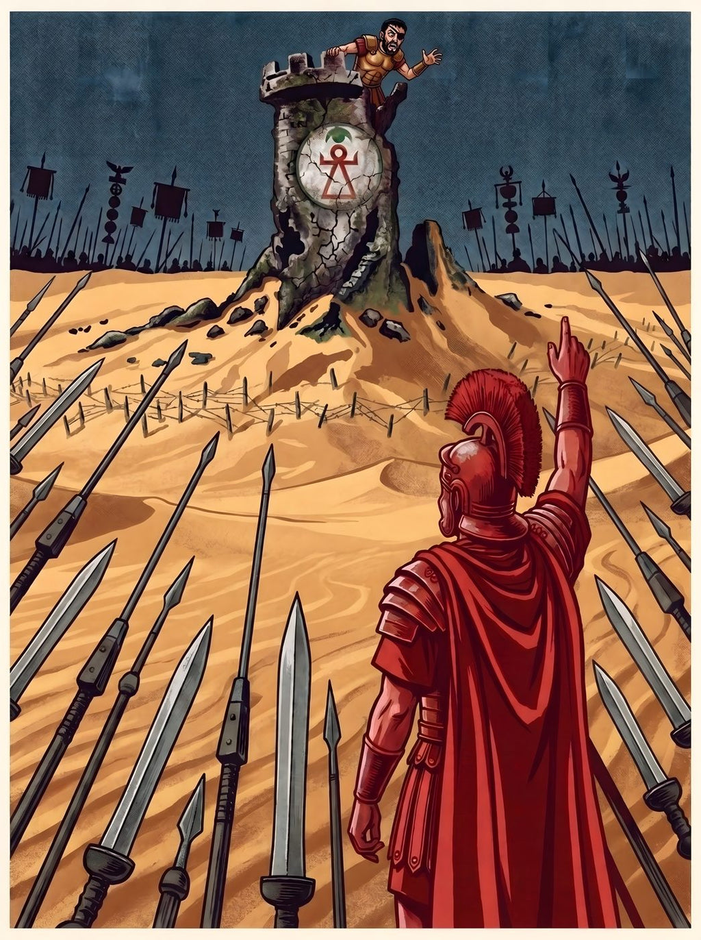 Final Push Poster | Roman Commander in a Desert of Swords | Battlefield Aftermath Art | Epic History Wall Art | History Meme Print