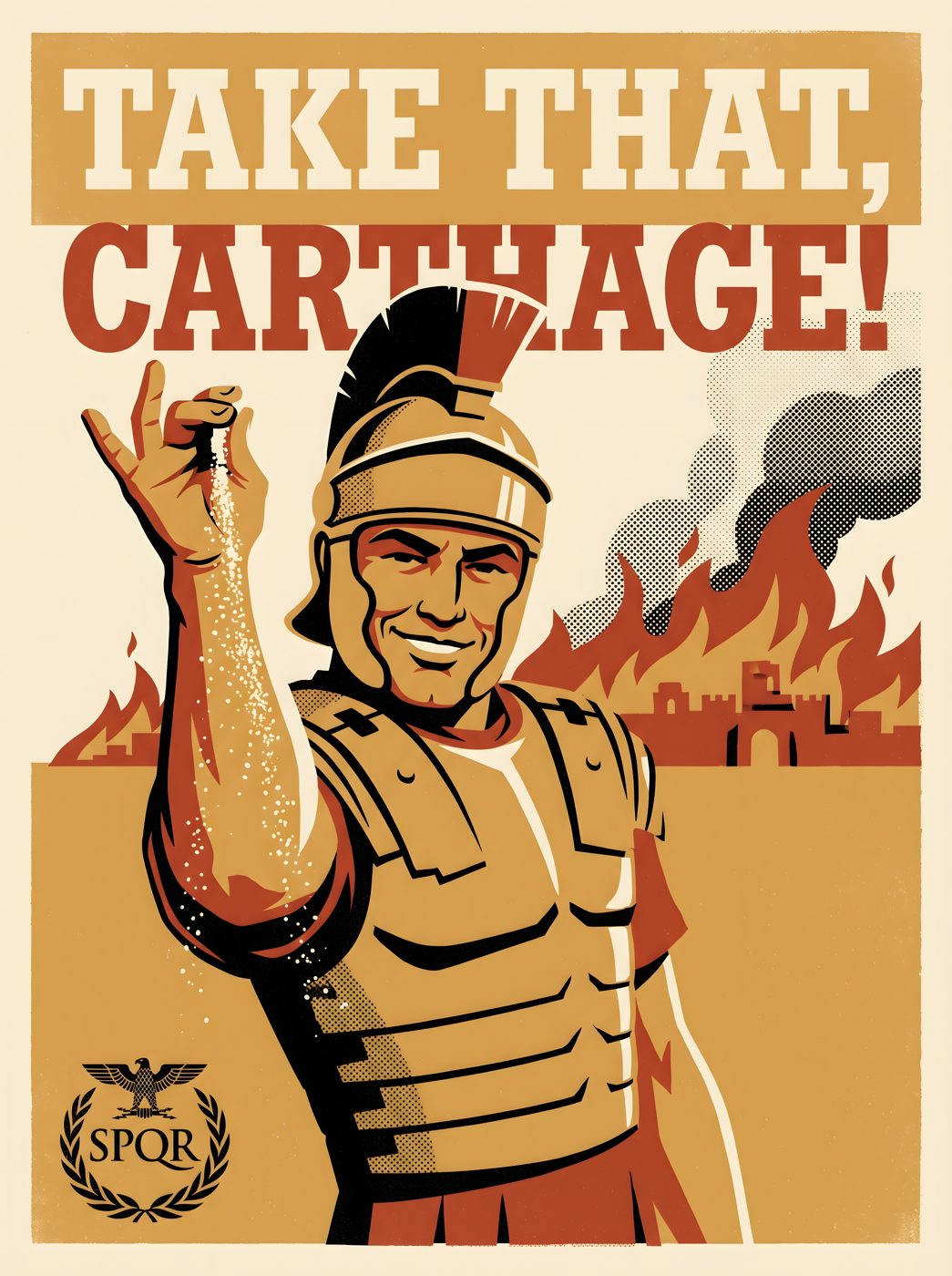 Take That Carthage Poster | 146 BC Third Punic War | Roman Victory Propaganda Parody | SPQR Latin Wall Art | History Meme Print