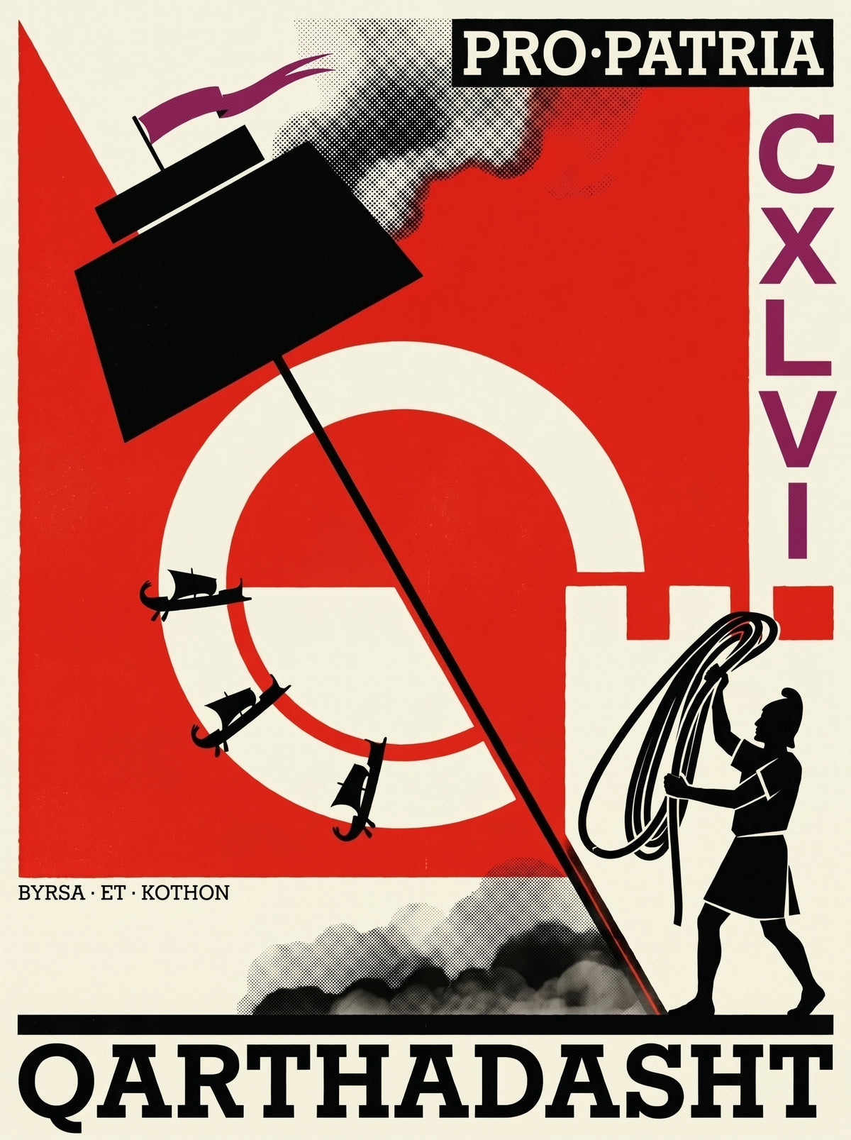 QARTHADASHT Poster | Pro Patria 146 BC | Carthaginian Resistance Propaganda | Punic Wars Constructivist | History Meme Wall Art