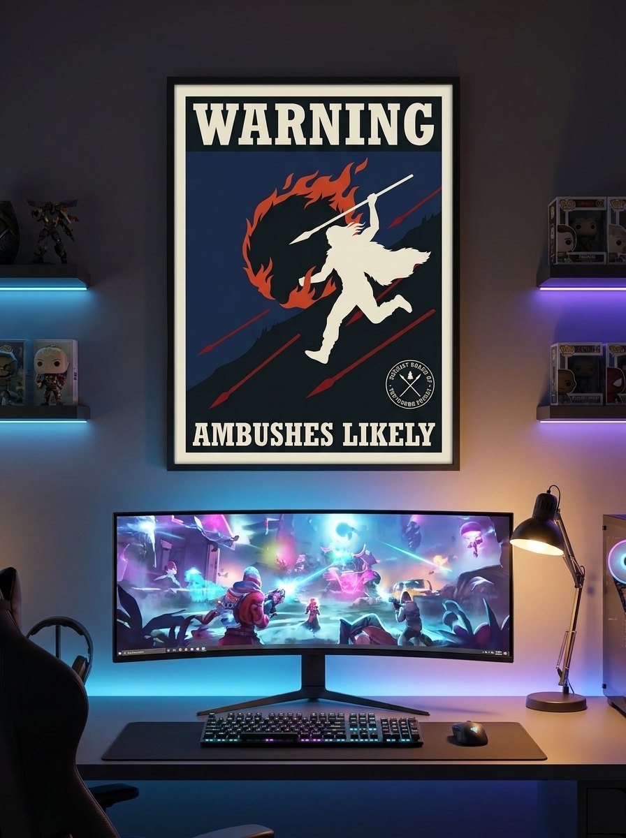 Ambushes Likely poster in a gaming room