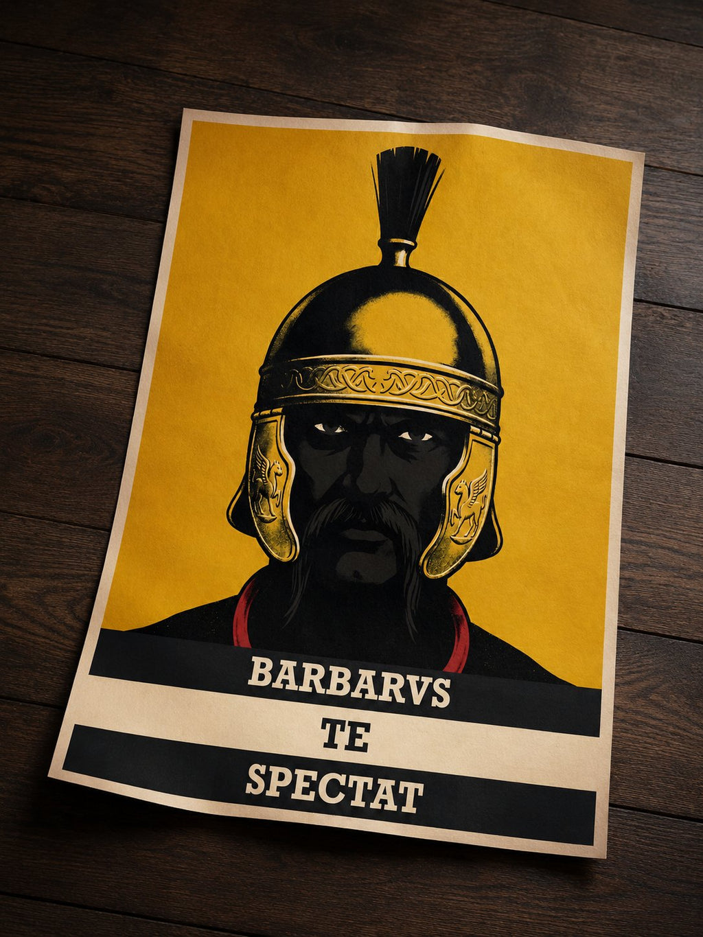 Barbarvs Te Spectat poster lifestyle mockup