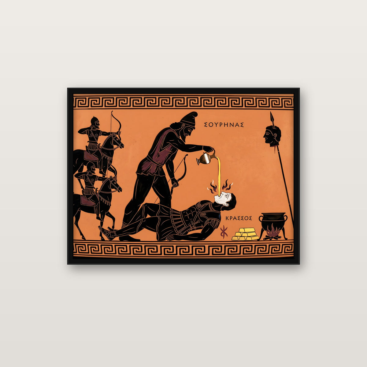 Crassus Gets Paid poster in a black classic frame on a wall