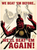 We Beat 'Em Before Poster | Punic Wars WW2 Propaganda Parody | Rome vs Carthage | SPQR Retro Wall Art | History Meme Print