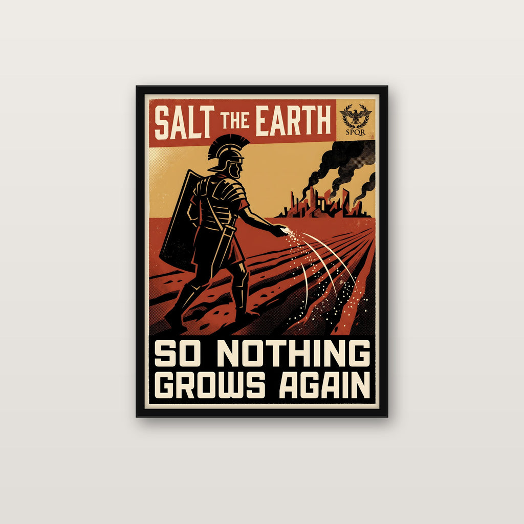 Salt the Earth poster in a black classic frame on a wall