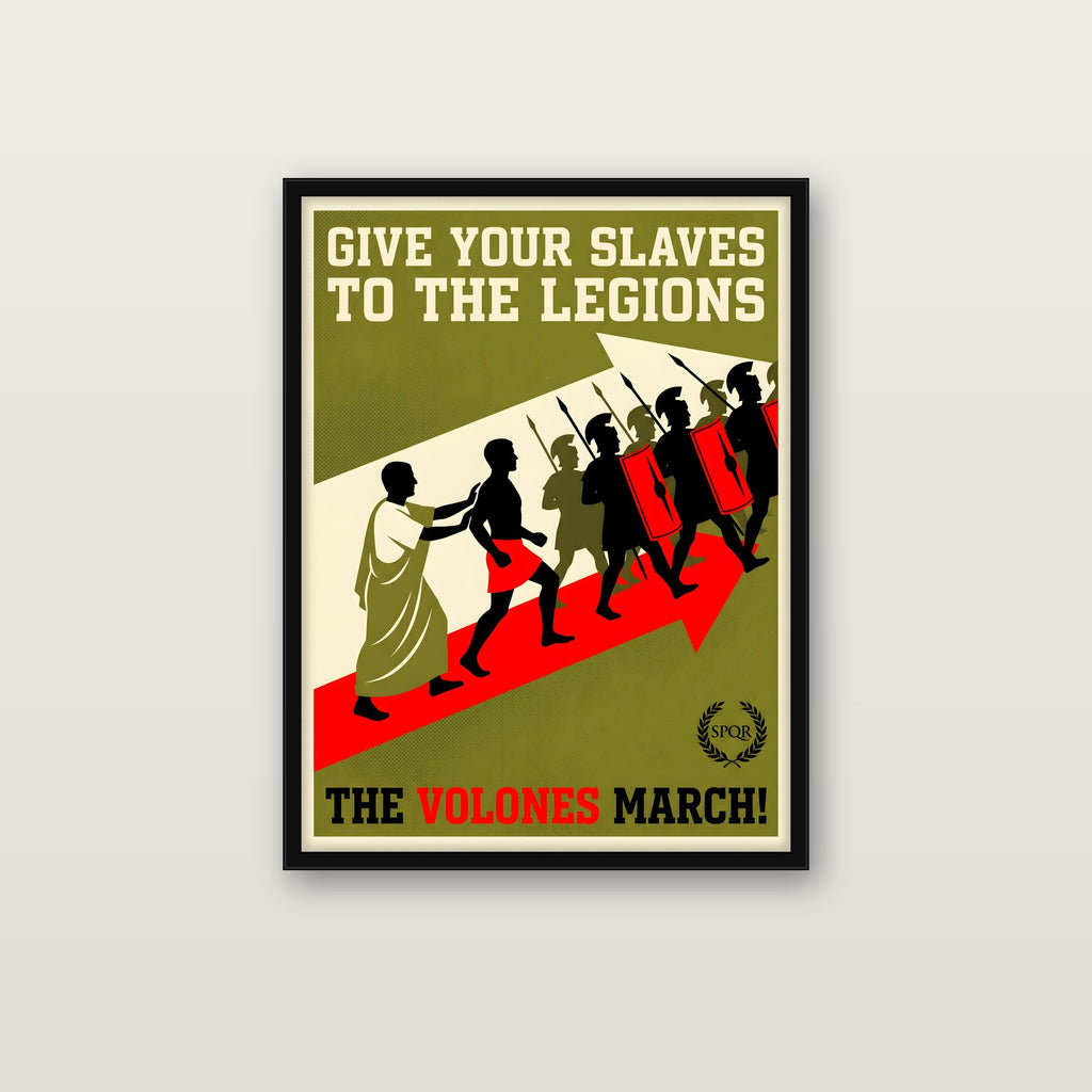 The Volones March poster in a black classic frame on a wall