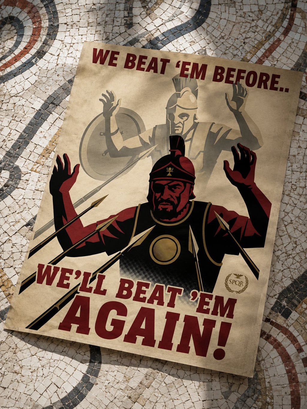 We Beat 'Em Before poster lifestyle mockup