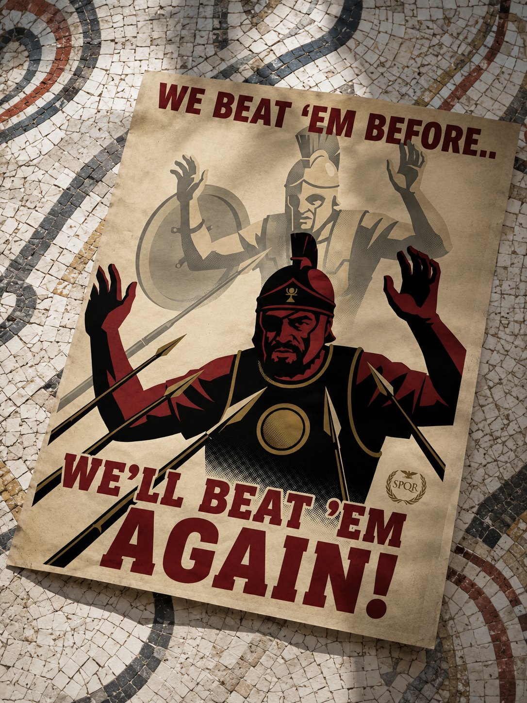 We Beat 'Em Before poster lifestyle mockup