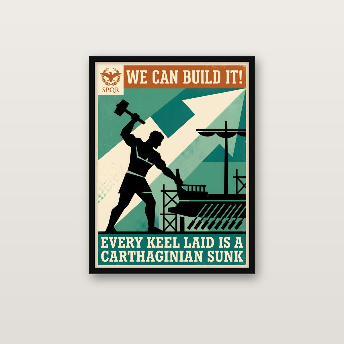 We Can Build It poster in a black classic frame on a wall